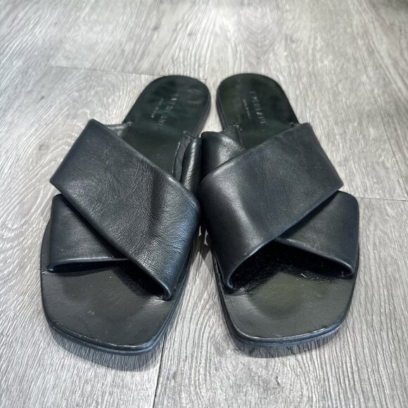 Everlane Day Crossover Leather Sandals Slides Womens Shoes Size 7.5 Black - Picture 3 of 6